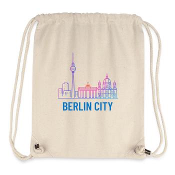 Berlin Stadt Neon Skyline Silhouette Illustration  - Stanley/Stella recycelter Gym Bag - Naturweiß - Vorne