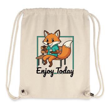 Fuchs auf Bank mit Hoodie Kaffee - Stanley/Stella recycelter Gym Bag - Naturweiß - Vorne