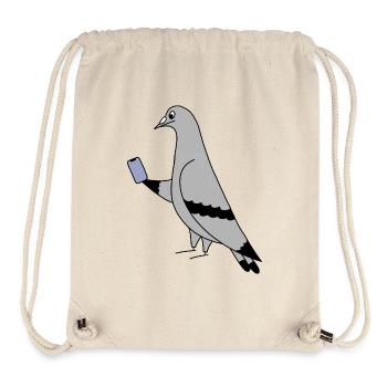 Pigeon Checking Phone – Minimal Illustration - Stanley/Stella Recycled Gym Bag - natural - Front