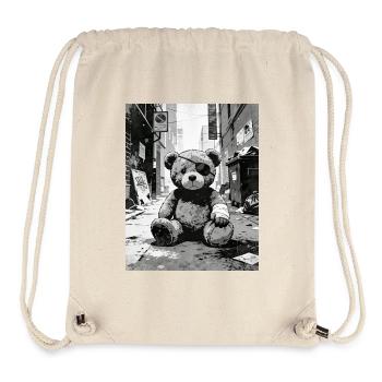 Teddybär mit Augenklappe in Straßennähe - Stanley/Stella recycelter Gym Bag - Naturweiß - Vorne