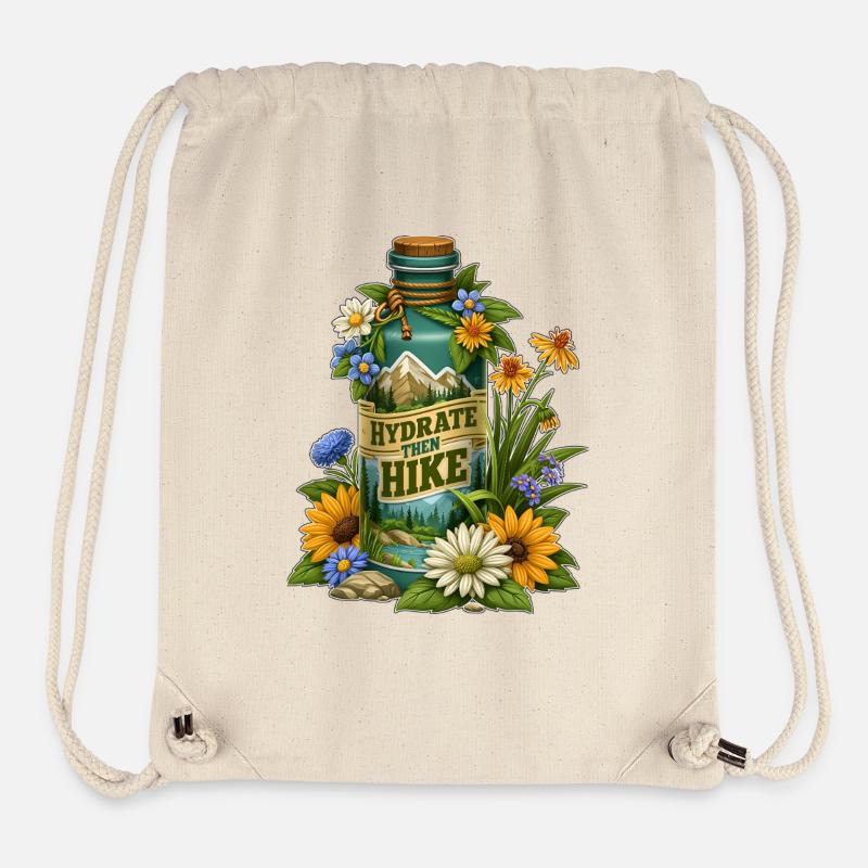 Hydrate Then Hike Floral Bottle Design - Stanley/Stella Recycled Gym Bag - natural