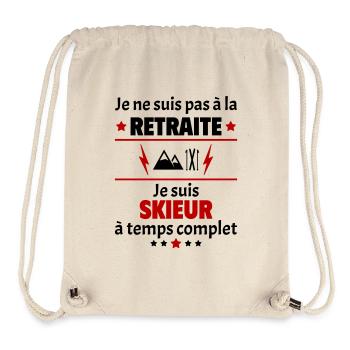 Pas à la retraite skieur à temps complet, noël - Sac à cordon recyclé Stanley/Stella - blanc naturel - Devant