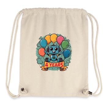 4 Jahre Geburtstag Kleiner Roboter mit Luftballons - Stanley/Stella recycelter Gym Bag - Naturweiß - Vorne