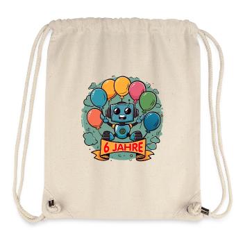 6 Jahre Geburtstag Kleiner Roboter mit Luftballons - Stanley/Stella recycelter Gym Bag - Naturweiß - Vorne
