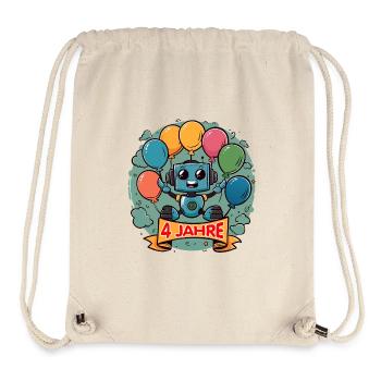 4 Jahre Geburtstag Kleiner Roboter mit Luftballons - Stanley/Stella recycelter Gym Bag - Naturweiß - Vorne