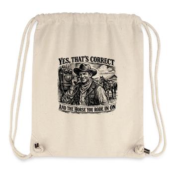 Humour Western : Réplique de Cowboy Vintage - Sac à cordon recyclé Stanley/Stella - blanc naturel - Devant
