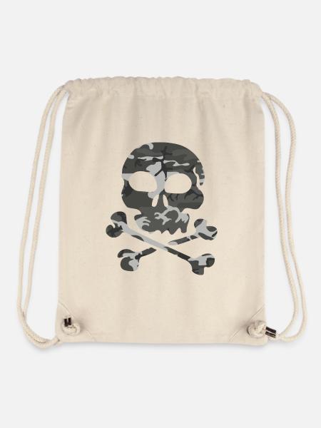 Totenkopf in Tarnmuster - Stanley/Stella recycelter Gym Bag - Naturweiß
