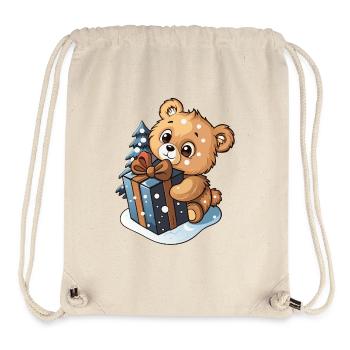 Niedlicher Bär packt Geschenk aus - Stanley/Stella recycelter Gym Bag - Naturweiß - Vorne