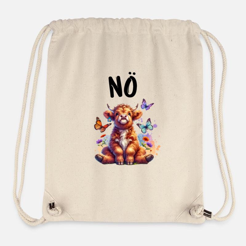 Highland-Kuh Spruch Nö für Jungen und Mädchen - Stanley/Stella recycelter Gym Bag - Naturweiß