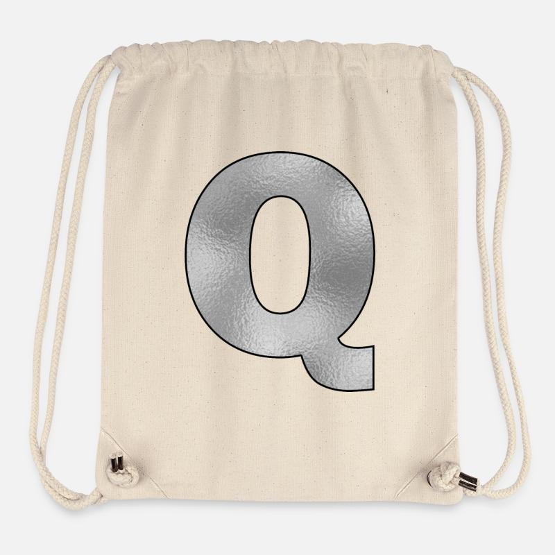 Lettre Q Argent - Sac à cordon recyclé Stanley/Stella - blanc naturel
