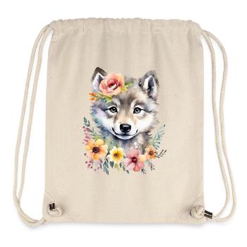 Wolf cub cute wolf baby cute watercolor - Stanley/Stella Recycled Gym Bag - natural - Front