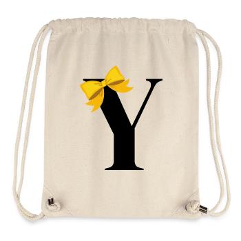 Lettre y nœud jaune - Sac à cordon recyclé Stanley/Stella - blanc naturel - Devant