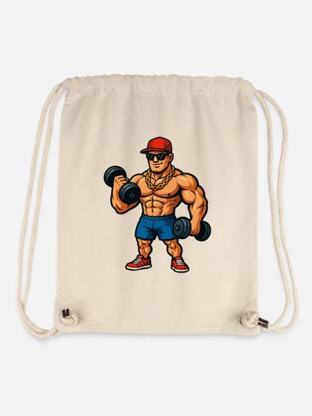 Bodybuilder mit Goldkette und Hanteln - Stanley/Stella recycelter Gym Bag - Naturweiß