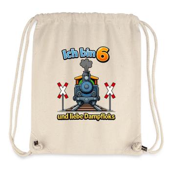 Ich bin 6 und liebe Dampflok - Stanley/Stella recycelter Gym Bag - Naturweiß - Vorne