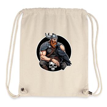 Viking avec crâne et corbeau - Sac à cordon recyclé Stanley/Stella - blanc naturel - Devant