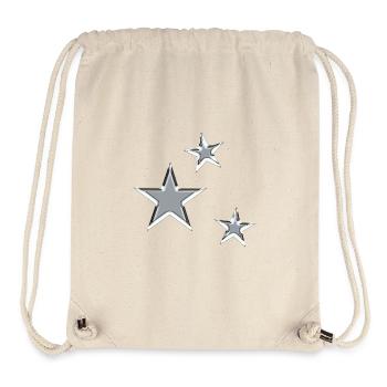 Trois étoiles chromées - Design rétro minimaliste - Sac à cordon recyclé Stanley/Stella - blanc naturel - Devant