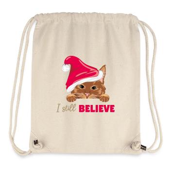 Cute peeking ginger cat in Santa hat - Stanley/Stella Recycled Gym Bag - natural - Front
