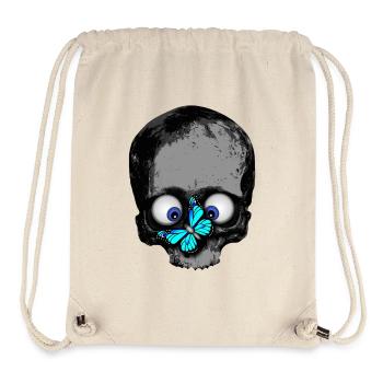 Totenkopf Schmetterling blau / Skull butterfly - Stanley/Stella recycelter Gym Bag - Naturweiß - Vorne