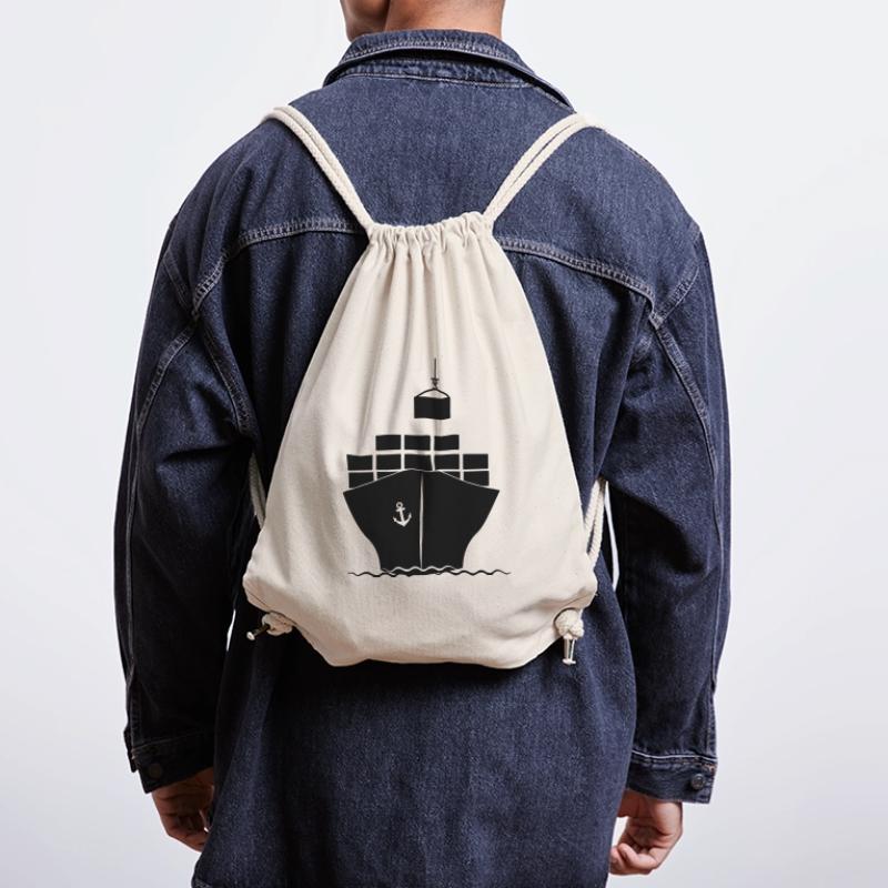 Sea container boat with crane loading Stanley/Stella Recycled Gym Bag