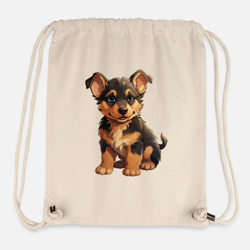 Cartoon-Welpe mit freundlichem Blick - Stanley/Stella recycelter Gym Bag - Naturweiß