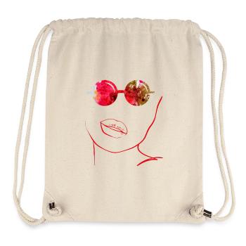 Art abstrait avec des lunettes de soleil et des lèvres rouges - Sac à cordon recyclé Stanley/Stella - blanc naturel - Devant