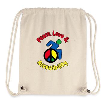 Peace, love and wheelchair accessibility # - Stanley/Stella Recycled Gym Bag - natural - Front