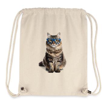 Chat tigré avec des lunettes bleues – Good Pet Edition - Sac à cordon recyclé Stanley/Stella - blanc naturel - Devant