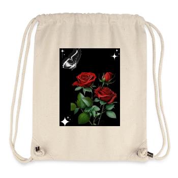 Red Roses with Butterfly and Stars - Stanley/Stella Recycled Gym Bag - natural - Front
