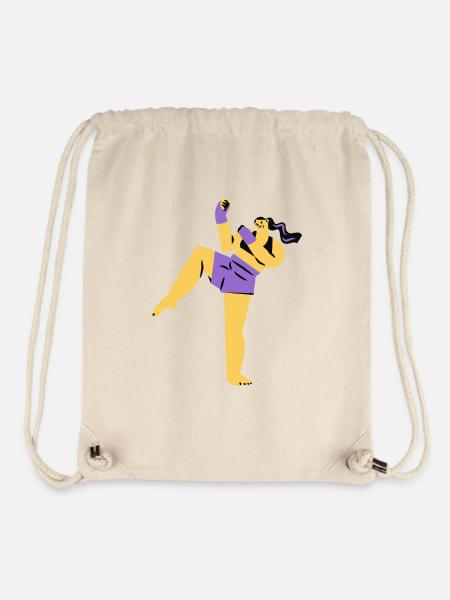 Kampfkunst-Grafik Gelb & Purpur - Stanley/Stella recycelter Gym Bag - Naturweiß