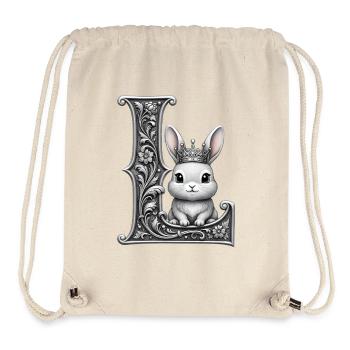 La Lettre L ornée lapin couronné - Sac à cordon recyclé Stanley/Stella - blanc naturel - Devant