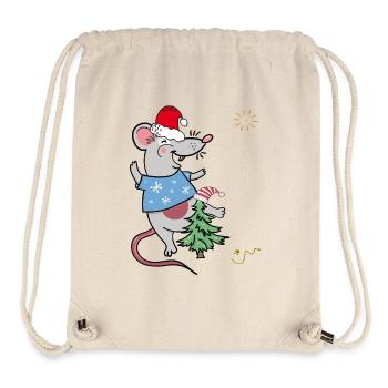 Weihnachtsmaus mit Tannenbaum - Stanley/Stella recycelter Gym Bag - Naturweiß - Vorne