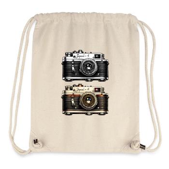 Duo de deux appareils photo vintage - Sac à cordon recyclé Stanley/Stella - blanc naturel - Devant