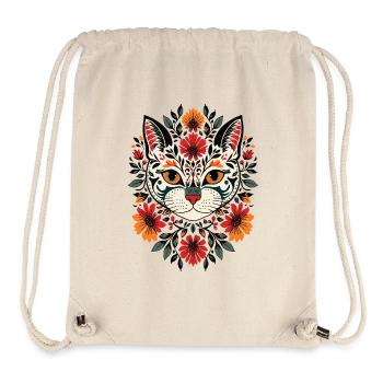 Folkart Katzenkopf mit Blüten - Stanley/Stella recycelter Gym Bag - Naturweiß - Vorne