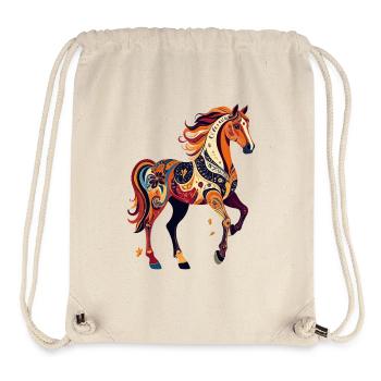 Chevaux ornementaux à motifs colorés Œuvres abstraites - Sac à cordon recyclé Stanley/Stella - blanc naturel - Devant