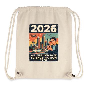 L’année 2026 — ça ressemble à de la science-fiction, n’est-ce pas ? - Sac à cordon recyclé Stanley/Stella - blanc naturel - Devant