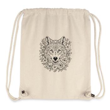 Art de géométrie du Loup Sacré - Sac à cordon recyclé Stanley/Stella - blanc naturel - Devant