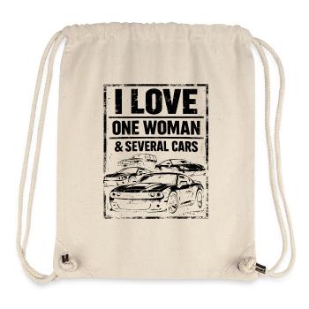 Humour Voiture - I Love One Woman & Several Cars - Sac à cordon recyclé Stanley/Stella - blanc naturel - Devant