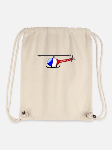 Hélicoptère France Flag Enfants - Sac à cordon recyclé Stanley/Stella - blanc naturel