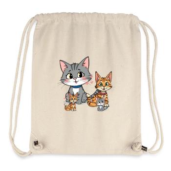 Charming Cat Family Illustration - Stanley/Stella Recycled Gym Bag - natural - Front