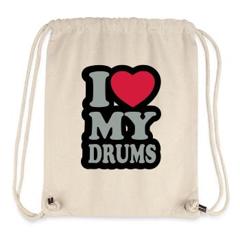 I love my drums - Ich liebe meine Trommeln - Stanley/Stella recycelter Gym Bag - Naturweiß - Vorne
