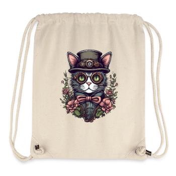 Steampunk Katze - Stanley/Stella recycelter Gym Bag - Naturweiß - Vorne
