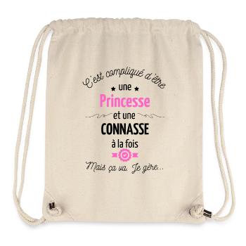 Princesse Et Conn*sse Et Je Gère Dans Les Deux - Sac à cordon recyclé Stanley/Stella - blanc naturel - Devant