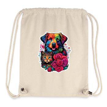Hund, Katze und Rose - Stanley/Stella recycelter Gym Bag - Naturweiß - Vorne