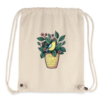 Bird in Flower Pot - Style Drawing - Stanley/Stella Recycled Gym Bag - natural - Front