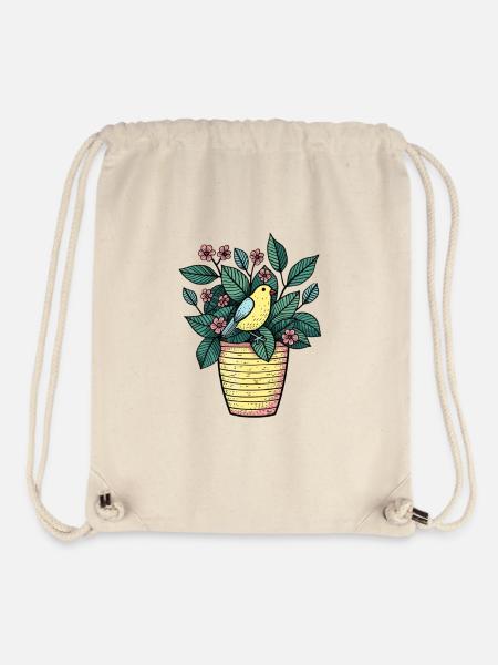 Vogel im Blumentopf - Stilzeichnung - Stanley/Stella recycelter Gym Bag - Naturweiß