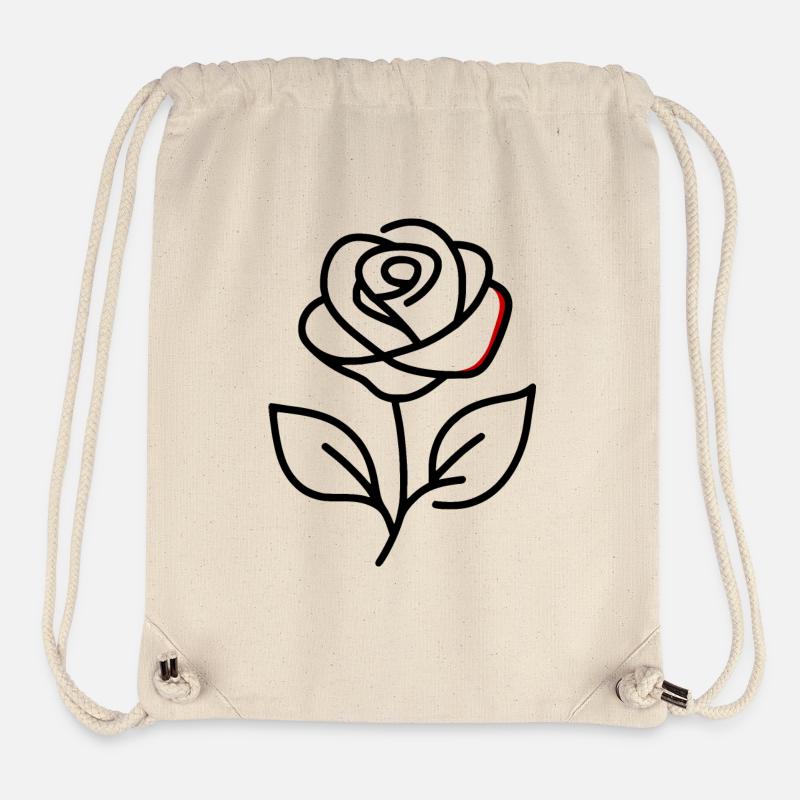 Rose sur pied minimaliste - Sac à cordon recyclé Stanley/Stella - blanc naturel