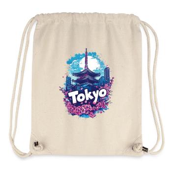 Tokyo Japan Pagoda City Skyline Sun Flowers - Stanley/Stella Recycled Gym Bag - natural - Front