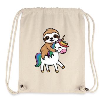 Faules Faultier reitet auf Einhorn - Lustiges Desi - Stanley/Stella recycelter Gym Bag - Naturweiß - Vorne