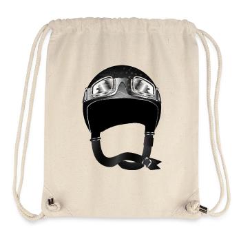 Retro Motorradhelm mit Schutzbrille in Schwarz - Stanley/Stella recycelter Gym Bag - Naturweiß - Vorne