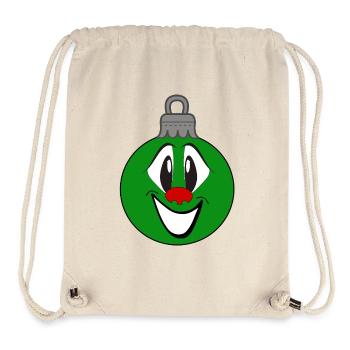 Grüne Weihnachtsbaumkugel mit Lächeln - Stanley/Stella recycelter Gym Bag - Naturweiß - Vorne